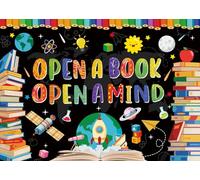 World Book Day Reading Backdrop 7x5FT Open A Book Open A Mind Students Classroom Library Photography Background Elementary Wallpaper Banner Decorations Supplies Photo Props