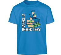 World Book Day School 2025 Boys T-Shirt Funny Reading Story Fancy Dress Girls Kids Gift Tshirt Printed Design Royal Blue - Youth Medium (Age 7-8)