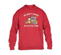 World Book Day So Many Books So Little Time Kids SweatShirt Retro Boys Literary Girls Reader Lover Funny School Event Gift Sweat Red - Youth X-Large (Age 12-13)