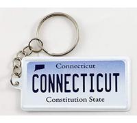 World By Shotglass Connecticut License Plate Aluminum Ultra-Slim Rectangular Souvenir Keychain 2.5" X 1.25"x 0.06"