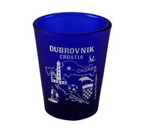 World By Shotglass Dubrovnik Croatia Cobalt Blue Frosted Shot Glass