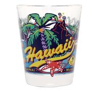 World By Shotglass Hawaii 3 View Shot Glass, Glass, Multicolor, 1.8" diameter x 2.25" tall, Round, Microwave Safe, Hand Wash, Recyclable, Hawaii Souvenir, Shot Glass, 1 unit, Hawaii