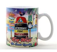 World By Shotglass Key West Florida Scene Full Wrap Mug Souvenir Collectible Large Coffee Mug (4" H x 3.75" D) 18oz