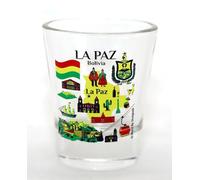 World By Shotglass La Paz Bolivia Landmarks and Icons Collage Shot Glass