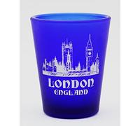 World By Shotglass London England Cobalt Blue Frosted Shot Glass