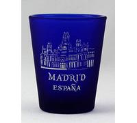 World By Shotglass Madrid Spain Cobalt Blue Frosted Shot Glass