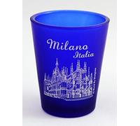 World By Shotglass Milan Italy Cobalt Blue Frosted Shot Glass