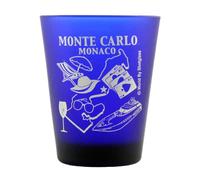 World By Shotglass Monte Carlo Monaco Cobalt Blue Frosted Shot Glass