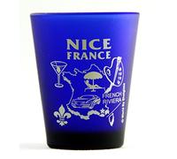 World By Shotglass Nice France Cobalt Blue Frosted Shot Glass