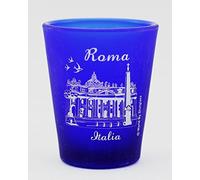 World By Shotglass Rome Italy Vatican Cobalt Blue Frosted Shot Glass