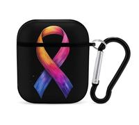 World C-ancer Day Hope Compatible with Airpod 1/2 Case PC Scratch-Resistant Drop-Proof Protective Cover with Keychain Black-style