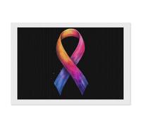World C-ancer Day Hope Diamond DIY Painting Kits Horizontal Round Full Drill Digital Art Craft for Home Office Wall Decor 8"x12"