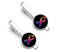 World C-ancer Day Hope Tie Clips for Men 1 Pair Lightweight Tie Bars for Ties Shirts Collars Gifts