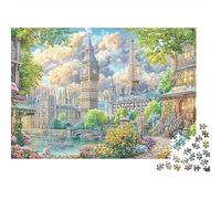 World Cities Collage 1000 Piece Jigsaw Puzzle for Adults Unique, Fantasy Cityscape Painting Perfectly-Fitting Pieces Fun, Vibrant Imagery Challenging Brain Great Gift Idea 52x38cm/1000pcs