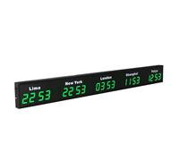World Clock, 3/4/5 City Time Zone LED Digital World Time Wall Clock Indoor Multi Time Zone World Wall Clock for Office/Home/Living Room/School,4City-Blue (Green 5City)