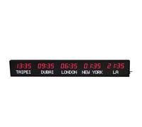 World Clock 5 Time Zone Digital LED Clock,Digital Multiple Time Zones Clock,LED World Time Clock,Wall Mounted World Clock,5 Cities World Time Clock,Red+White