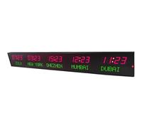 World Clock 5 Time Zone Digital LED Clock,Digital Multiple Time Zones Clock,LED World Time Clock,Wall Mounted World Clock,5 Cities World Time Clock,Red+Green