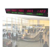 World Clock, Digital Time Zone Clock with Remote Control, 3/4/5/6 City Display, Automatic Calibration, 3-Level Brightness, Commercial Wall Mounted