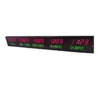World Clock, Large Digital 5 Time Zone LED Wall Mounted Clock, Adjustable Brightness, Ideal for Offices and Hotels