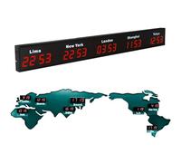 World Clock, Large Digital LED Multi Time Zone Clock for Hotel or Office, Customizable Cities Display, Ideal for Multinational Corporations and Home Use