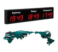 World Clock, Large Digital LED Multi Time Zone Clock for Hotel or Office, Customizable Cities Display, Ideal for Multinational Corporations and Home Use
