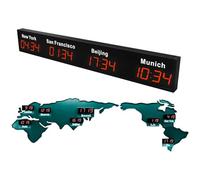 World Clock, Large Digital LED Multi Time Zone Clock for Hotel or Office, Customizable Cities Display, Ideal for Multinational Corporations and Home Use