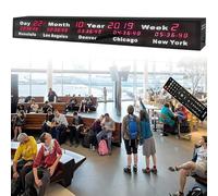 World Clock, Wall Mounted Time Zones Clock for 5 Cities, Remote Control, 3 Level Brightness Adjustment, Suitable for Enterprises and Hotels