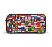 World Country Flag Pattern Pencil Case Large Capacity Pen Pouch Office Supplies Organizer Portable Makeup Bag for Travel