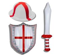 World Cup 2026 Accessories - England Bowler Hat, Inflatable Sword & Inflatable Shield - St George’s Cross Fan Kit for World Cup 2026, Match Day Parties & Celebrations, England Supporter Set