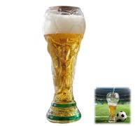 World Cup 2026 Soccer Beer Glass: 16-Ounce Drinking Cup in the Shape of a Trophy for Watching Parties; high-end Football Memorabilia and Unique Presents for Soccer Fans (Transparent)
