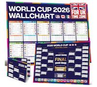 World Cup 2026 Wall Chart A1 Poster - Folded Football Tournament Chart - Includes Fixtures, Dates, UK Kick Off Times, Stadiums & Locations - Comes Folded in A4 Protective Envelope