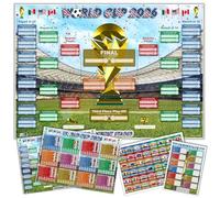 World Cup 2026 Wall Chart & Sweepstake Kit - A2 Group & Knockout Posters + A4 Register & 48 Team Tickets - Fixtures, Dates, Stadiums, Flags, Results Tracker - Football Wall Planner