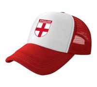 World Cup Football 2026 England Trucker Hat with St George Cross Shield Logo Red White Mesh Baseball Cap Adjustable Snapback Summer Sun Hat Men Women Match Day Fan Gift Stadium Party Accessory