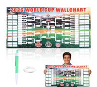 World Cup Football 2026 Interactive Foldable Poster 48 Teams Group Stage and Knockout Final Track 120x60cm Football Match Schedule Chart Bedroom Gymnasium Wall Display Great Gifts for Soccer Fans