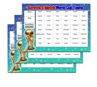 World Cup Scratch Cards A4 - Football Sweepstake Kit for Pub, Party & Office - Match & Win with Prize & Stake Sections - Fun Group Activity for Tournaments & Events (Pack of 3 Scratchcards)