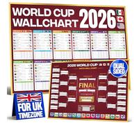 World Cup Wall Chart 2026 | A1 Size 2026 World Cup Football Poster with UK Fixtures, Dates, Kick Off Times, Stadiums & Host Cities | World Cup Sweepstake & Prediction Chart