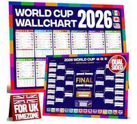 World Cup Wall Chart 2026 | A1 Size 2026 World Cup Football Poster with UK Fixtures, Dates, Kick Off Times, Stadiums & Host Cities | World Cup Sweepstake & Prediction Chart