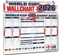 World Cup Wall Chart 2026 - England World Cup Chart - Huge A1 Football Tournament Poster Planner with Fixtures, UK Kick Off Times, TV Channels, Stadiums & Match Schedule Folded to A4