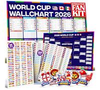 World Cup Wall Chart 2026 Interactive Kit (England Edition) - A1 Football Championship Wall Planner, 288 Team Progression Stickers, 96 Match Action Sticker, Tournament Tracker & England Stickers