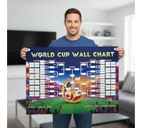 World Cup Wall Chart - 2026 Soccer Cup Schedule Background Banner 60x90cm, Interactive Football Backdrop Poster Flag with 48-Team Tournament Display, Home Office Decor, Soccer Merchandise, A