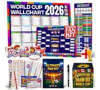 World Cup Wall Chart 2026 Ultimate Fan Kit (England Edition) - A1 Football Championship Wall Planner, Match Schedule Poster, 288 Country Stickers, 96 Action Stickers, Sweepstake Kit, Predictions Cards