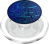 World Data Digital Technology Futuristic Global Tech Design PopSockets PopGrip for MagSafe
