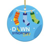 World Down Syndrome Awareness Day 3" Ceramic Christmas Decorations Christmas Tree Hanging Home Decor Ornament Keepsake