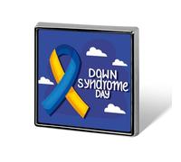 World Down Syndrome Awareness Day Pins Square Badge Lapel Pin Enamel Buttons Party Decorations