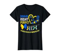 World Down Syndrome Day March 21 Down Right Perfect Design Value Graphic T-Shirt, Women, Black, L