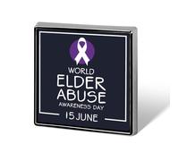 World Elder Abuse Awareness Day Pins Square Badge Lapel Pin Enamel Buttons Party Decorations