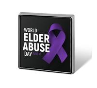 World Elder Abuse Awareness Day Pins Square Badge Lapel Pin Enamel Buttons Party Decorations