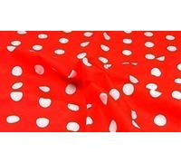 World Fabrics RED WHITE SPOTS POLKA DOTS POLYCOTTON FABRIC NON STRETCH MATERIAL - PER METRE