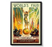 World Fair Chicago 1933 Print, United States Travel Poster, Vintage Postcard Wall Art, Retro tourism Home Decor Gift Idea, Archival Matte, A5 (Print Only) - 21x14.8cm