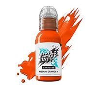 World Famous Limitless Tattoo Ink, Vegan Professional Premium Permanent Tattooing Inks, Medium Orange 1, 29.5 ml